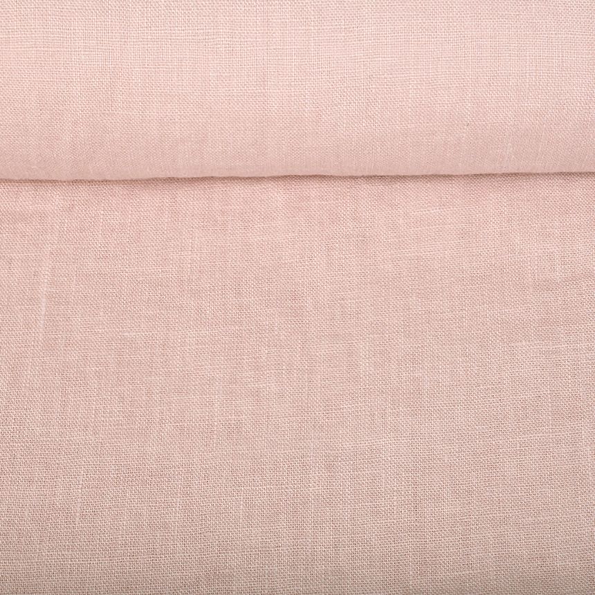 Washed linen fabric in creme pink, 195 g/m²