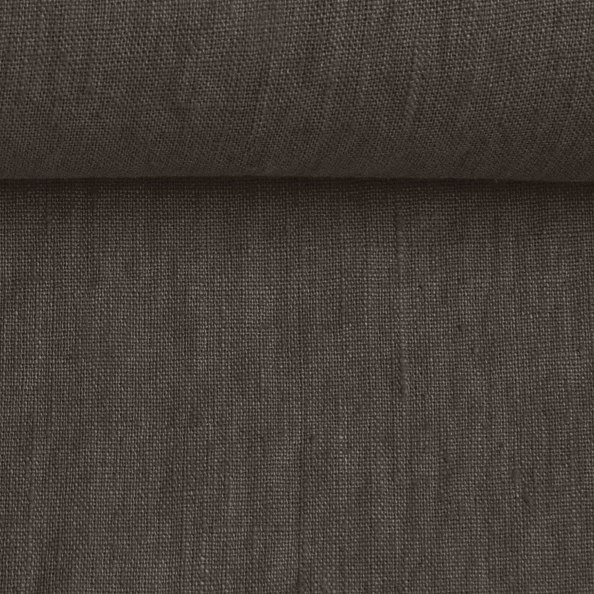 Washed linen fabric in warm grey, 195 g/m²