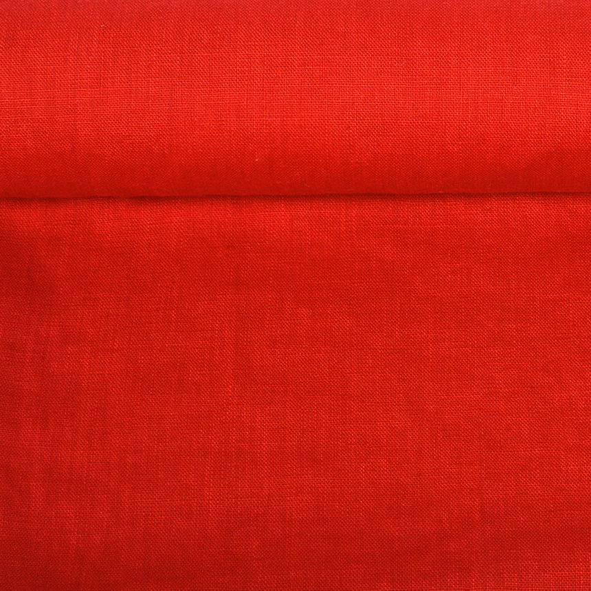 Washed linen fabric in red, 195 g/m²
