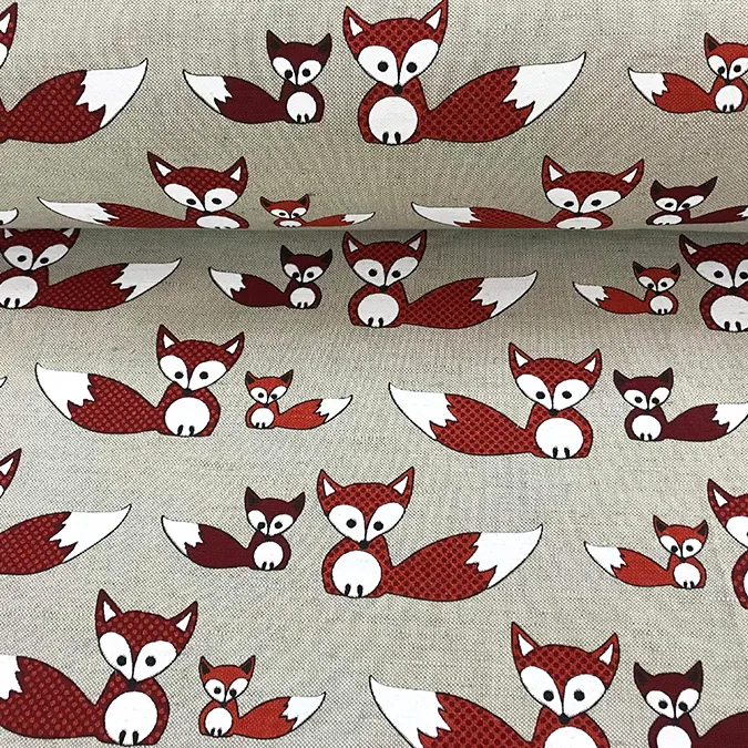 Printed fabric Foxes, 240 g/m²