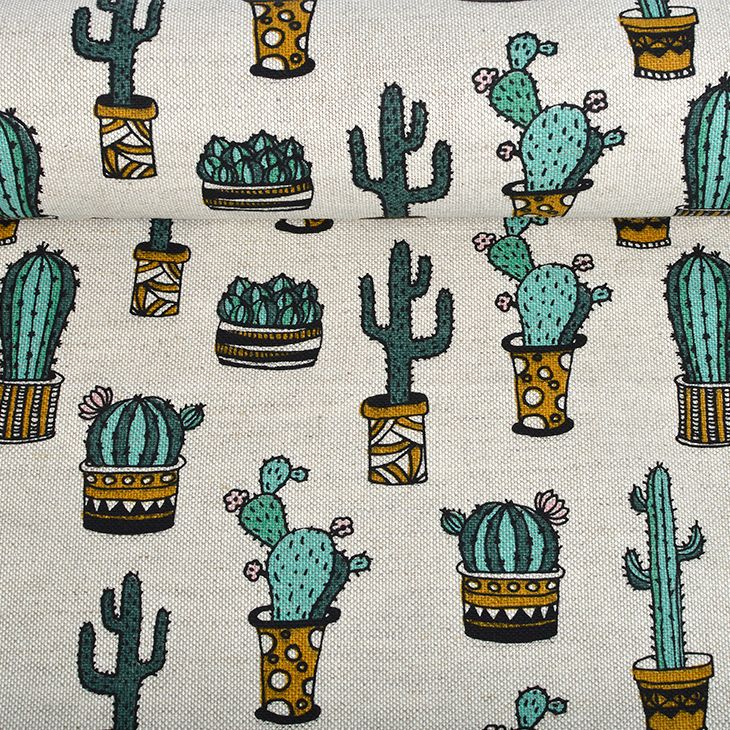 Printed fabric Cactuses, 240 g/m²