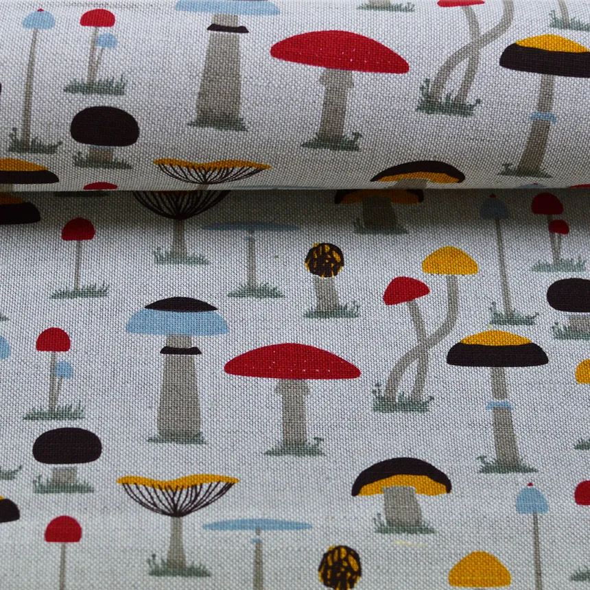 Printed fabric Mushrooms, 240 g/m²