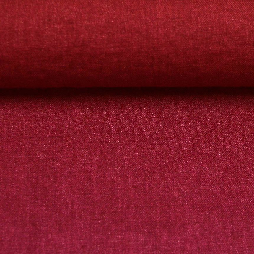 Washed linen and wool fabric in ruby red, 230 g/m²