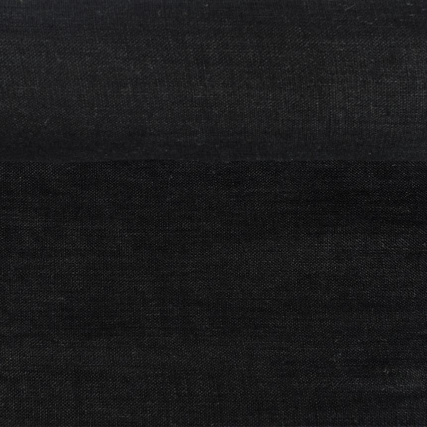 Minkštintas juodas lininis audinys, 93 g/m²