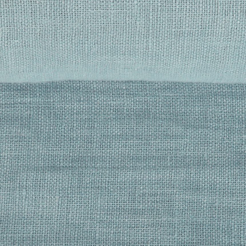 Washed blue linen fabric, 93 g/m²