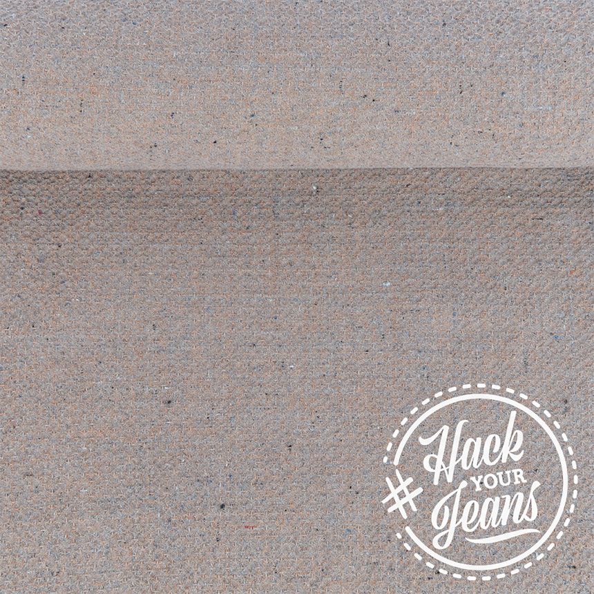 Reddish gray waffle fabric with recycled denim, 260 g/m²