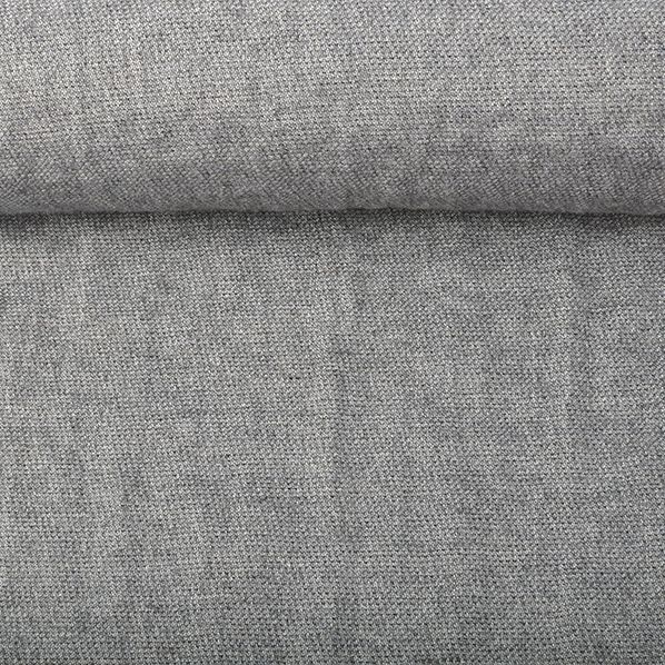 Washed linen and wool fabric in light grey, 240 g/m²
