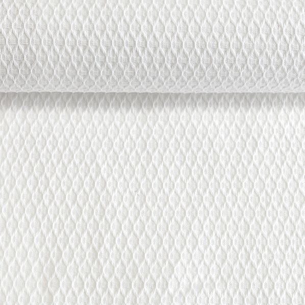 Washed linen woven fabric in snow white, 300 g/m²