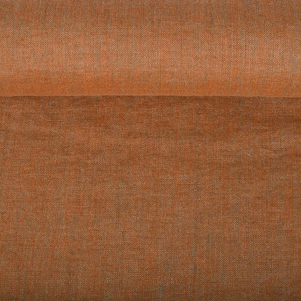 Washed linen melange fabric in copper colour, 195 g/m²