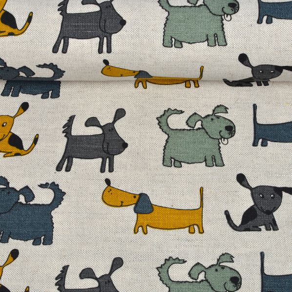 Printed fabric Dark dogs, 240 g/m²