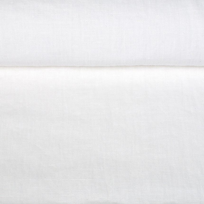Washed linen fabric in snow white, 130 g/m²