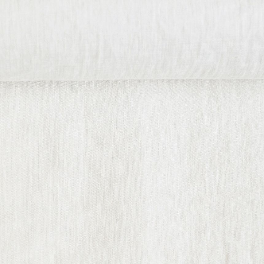 Washed linen fabric in white, 130 g/m²