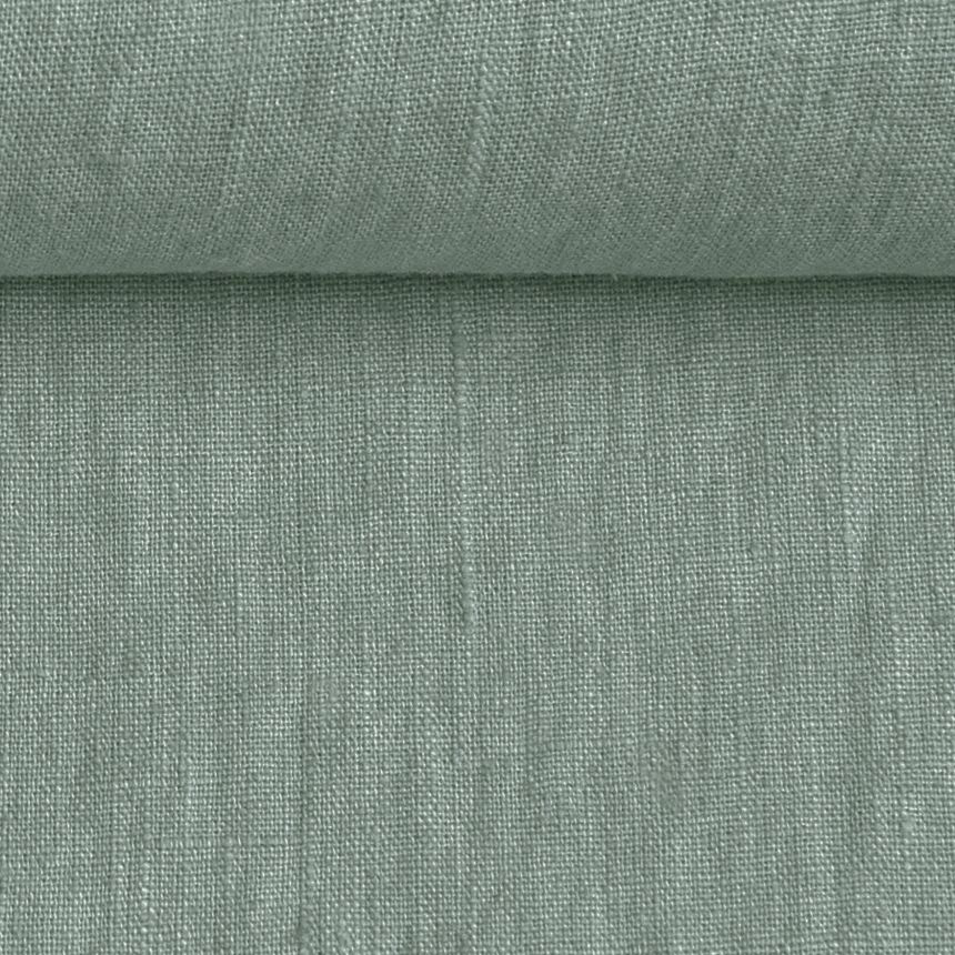 Washed linen fabric in grey, 205 g/m²