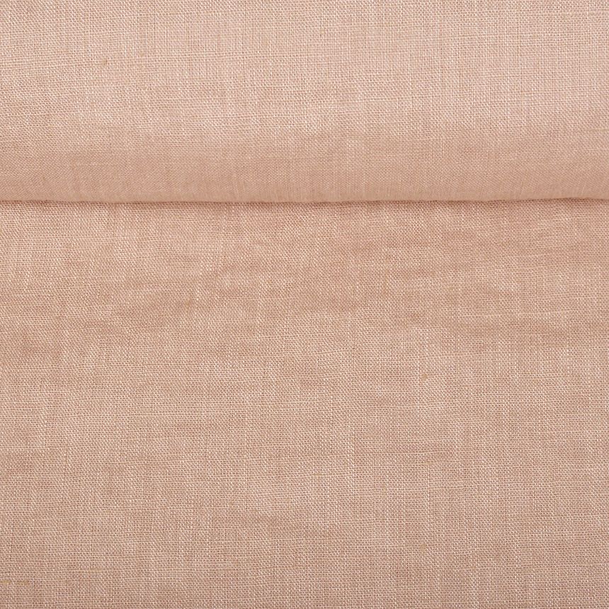 Washed linen fabric in pastel nude, 205 g/m²