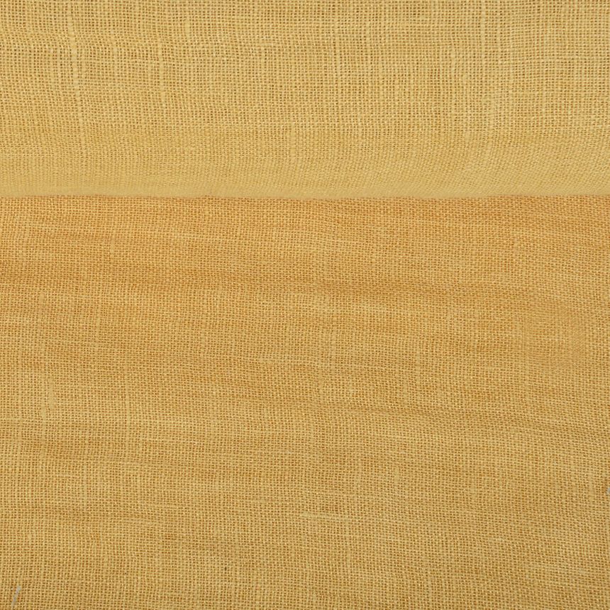 Washed caramel yellow linen fabric, 93 g/m²