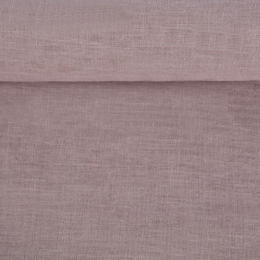Washed linen fabric in lilac colour, 195 g/m²