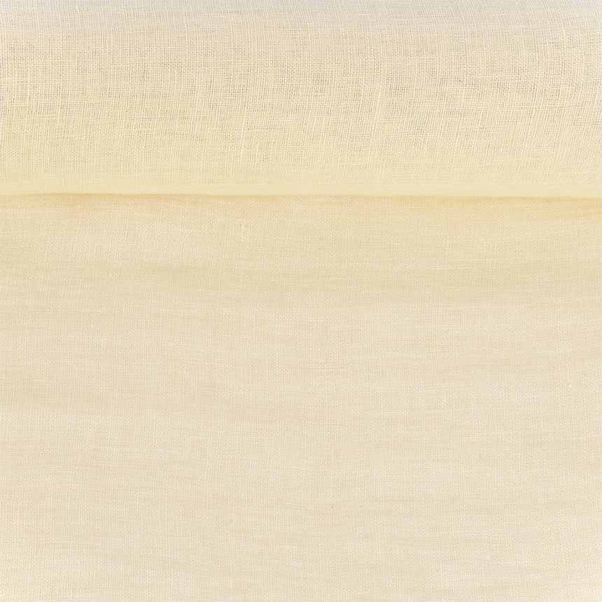 Minkštintas pastelinės geltonos spalvos lininis audinys, 93 g/m²