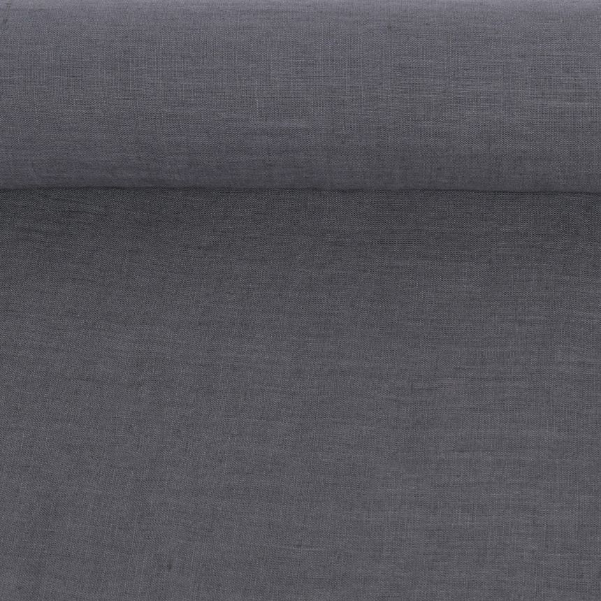 Washed gray color linen fabric, 130 g/m²