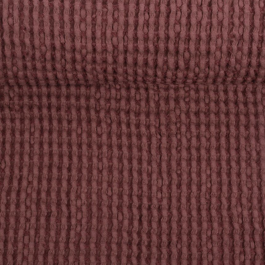 Washed waffle weave fabric in cherry color, 310 g/m² (Bale)
