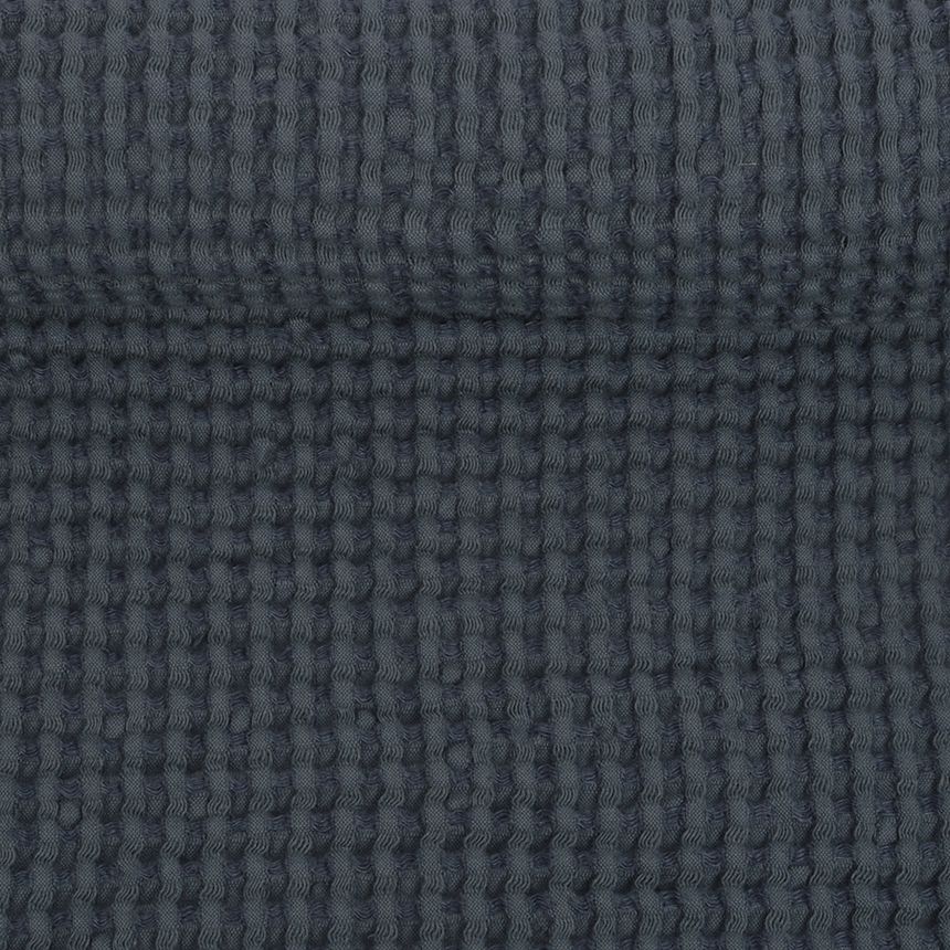 Washed waffle weave fabric in dark gray color, 310 g/m² (Bale)