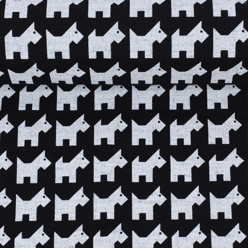 Printed black fabric Schnauzer, 240 g/m²