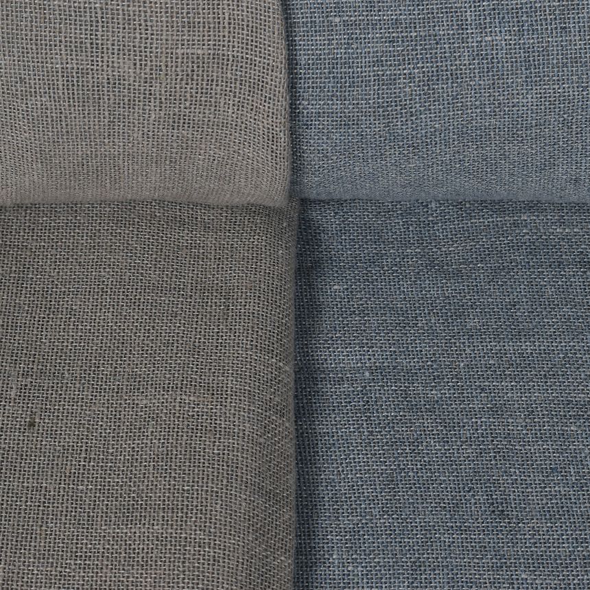 Dvipusis pilkšvas lininis audinys su perdirbtais verpalais, 275 g/m²