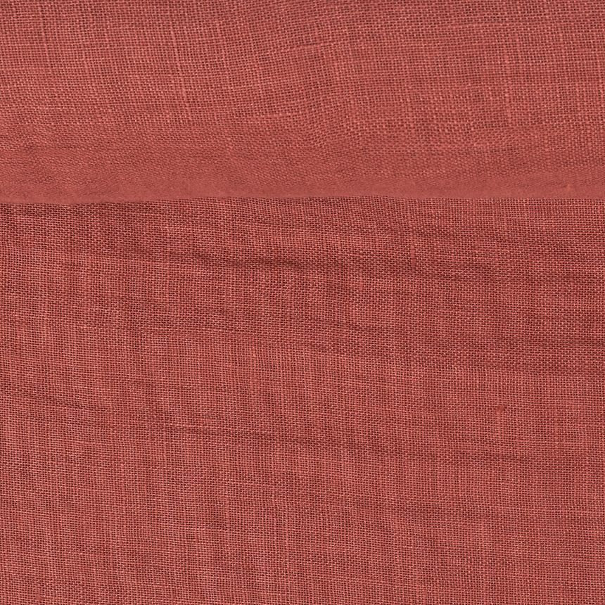 Washed salmon pink linen fabric, 93 g/m²