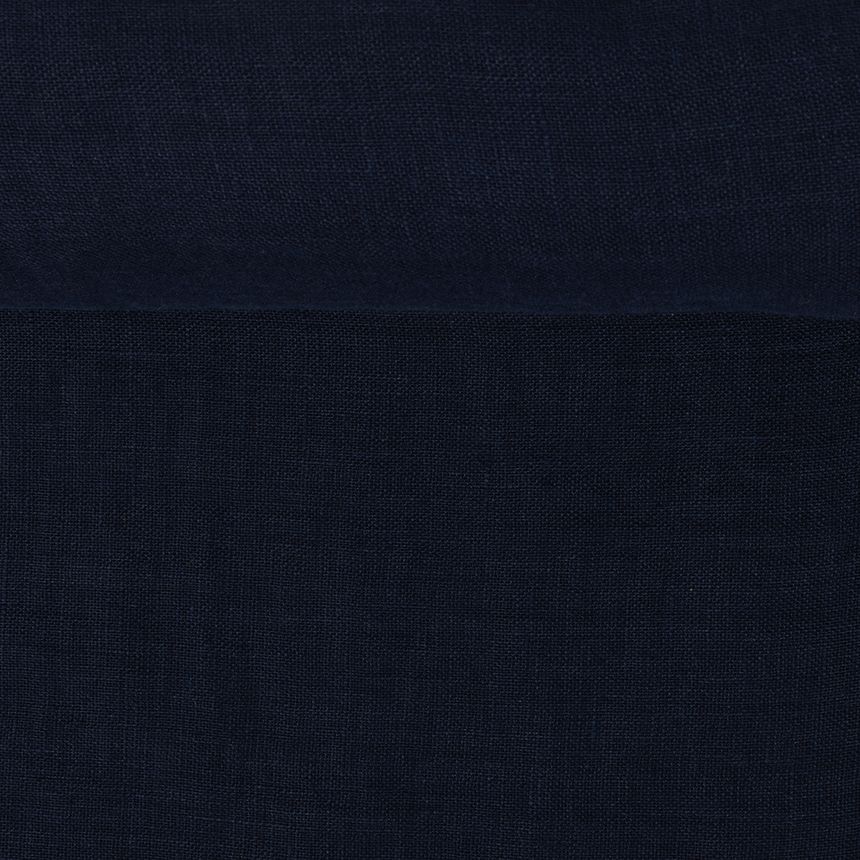 Washed dark blue linen fabric, 93 g/m²