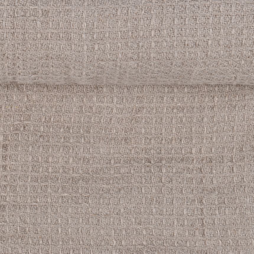 Washed natural color waffle fabric, 350 g/m²