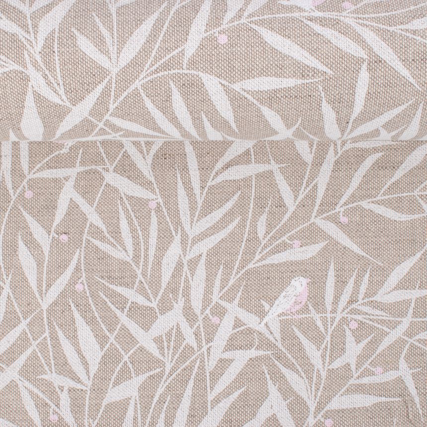 Natūralios spalvos margintas audinys Baltas sodas, 240 g/m²