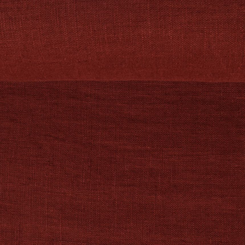 Washed wine red color linen fabric, 205 g/m²