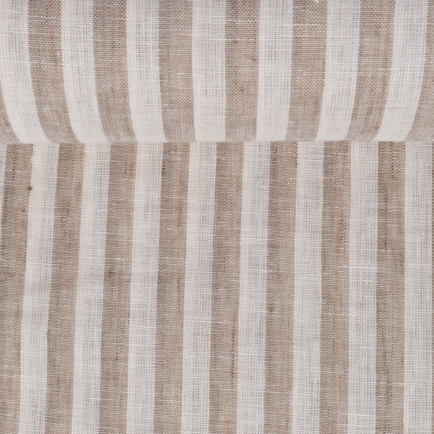 Washed striped linen fabric, 130 g/m²