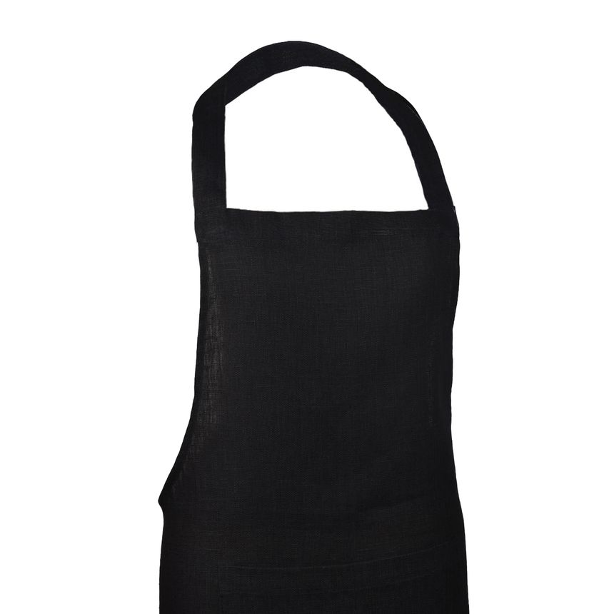 Black linen apron