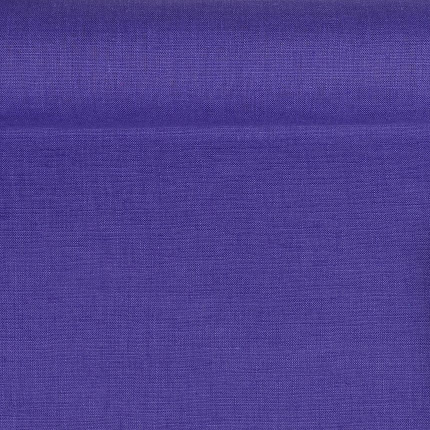 Washed pure linen fabric in violet color, 205 g/m²