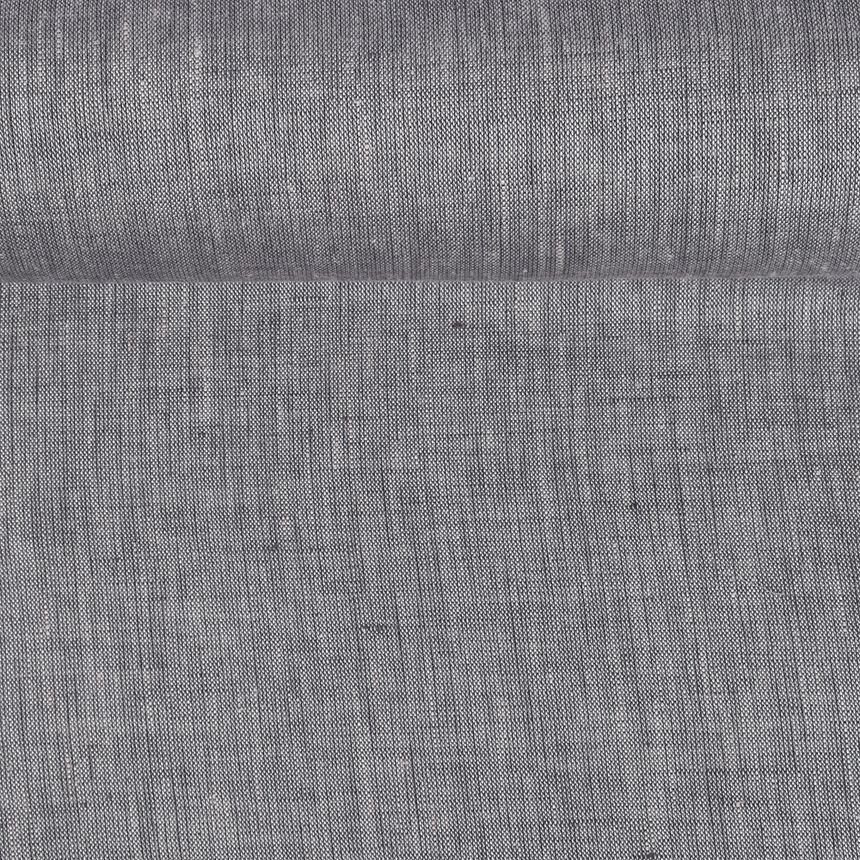 Washed linen melange fabric in offwhite and greyish colors, 130 g/m²