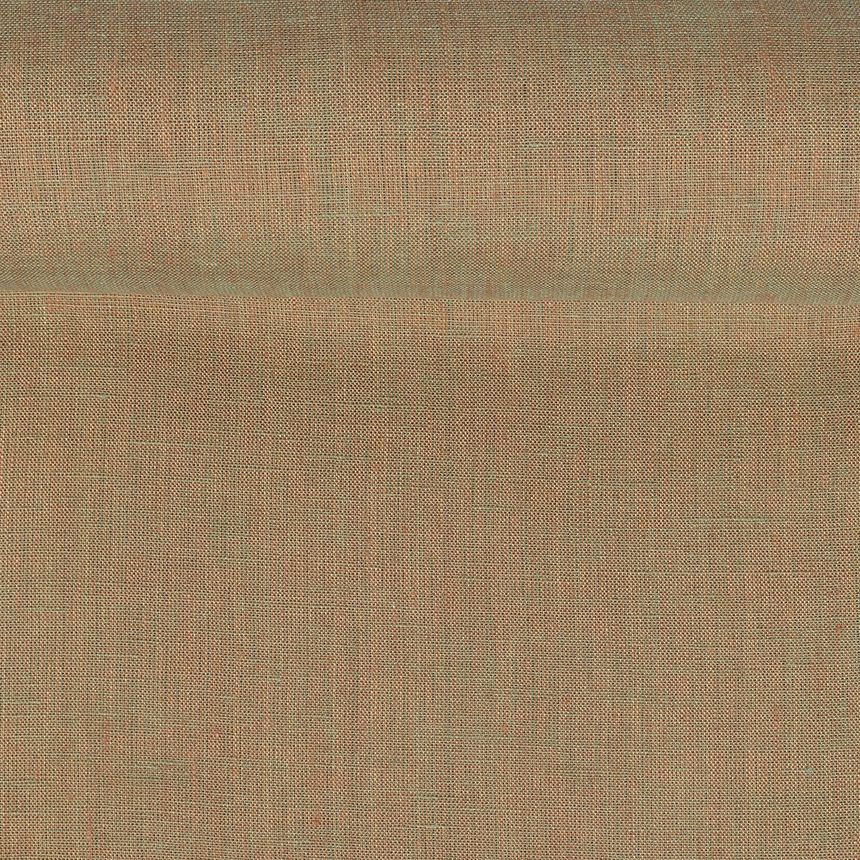 Washed melange linen fabric in brownish and greenish colors, 130 g/m²