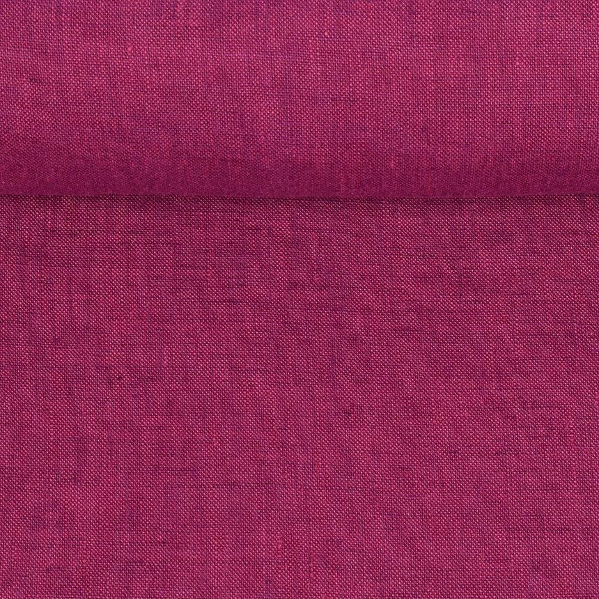 Washed melange linen fabric in cyclamen and pink colours, 195 g/m²
