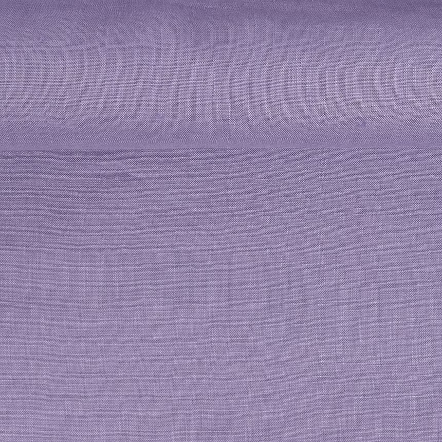 Washed linen fabric in lavender colour, 195 g/m²