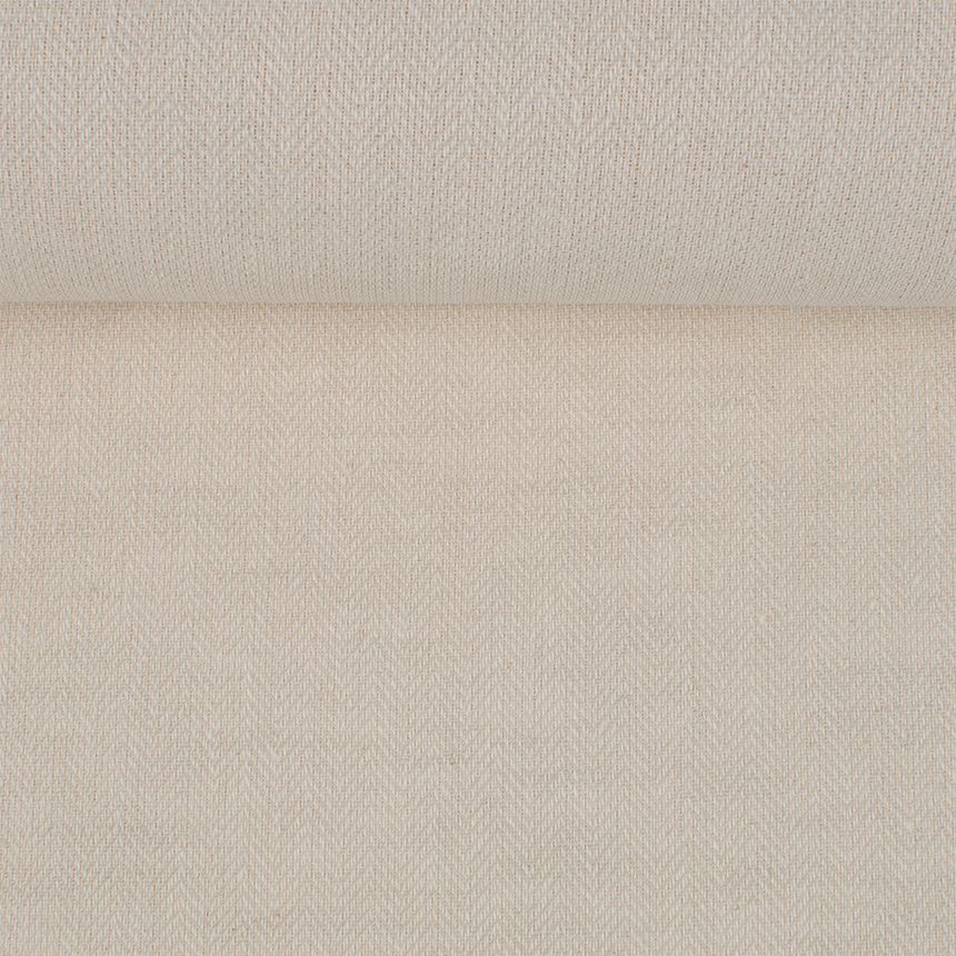 Sand colour semi linen fabric in herringbone pattern, 195 g/m²