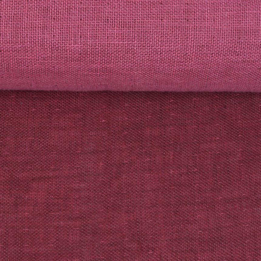 Minkštintas, dvipusis rožinis lininis audinys, 210 g/m²