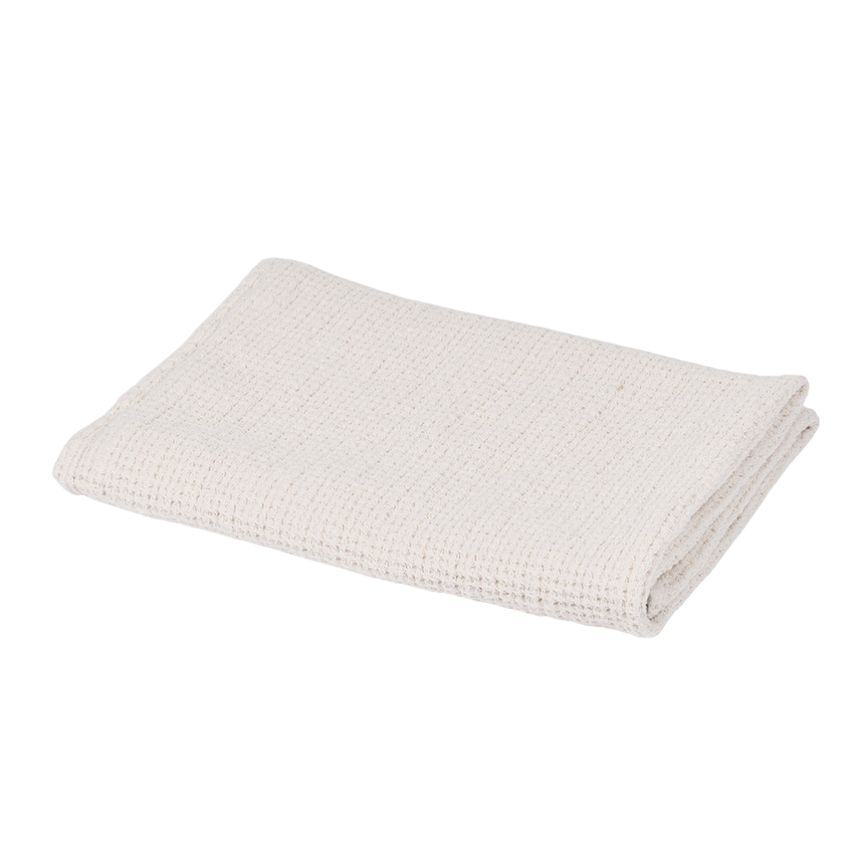 Waffle weave bath towel Dubysa in ivory color, 50X70 cm