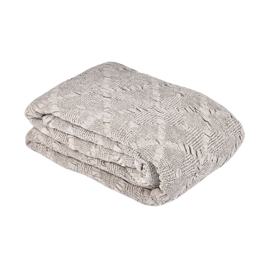 Natūralios lino spalvos rombuota vaflinio audinio lovatiesė, 180X220 cm