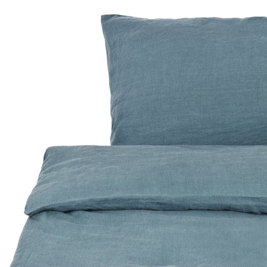 Bluish grey washed linen bedding set, several sizes