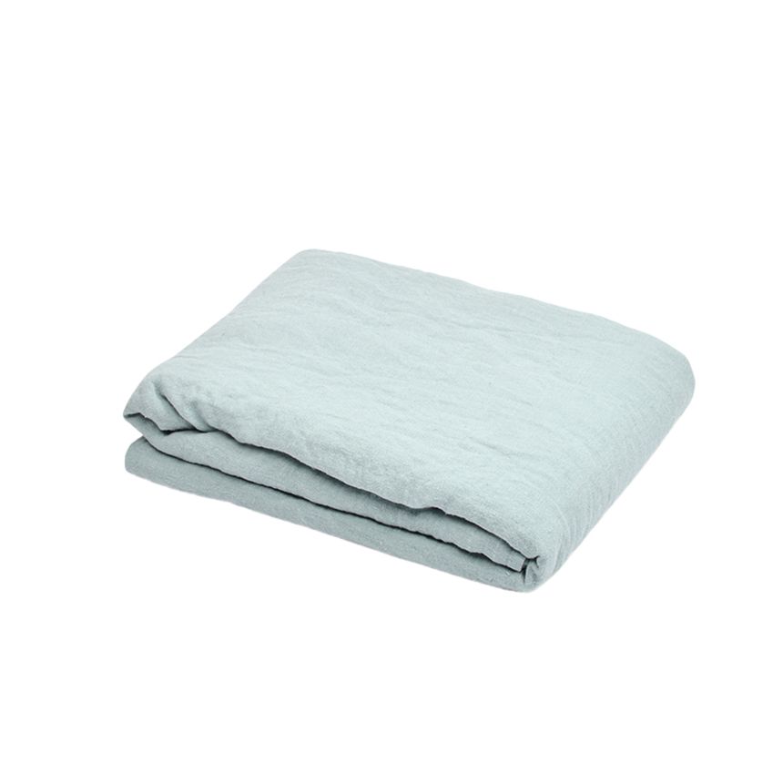 Light blue washed linen bed sheet, two sizes