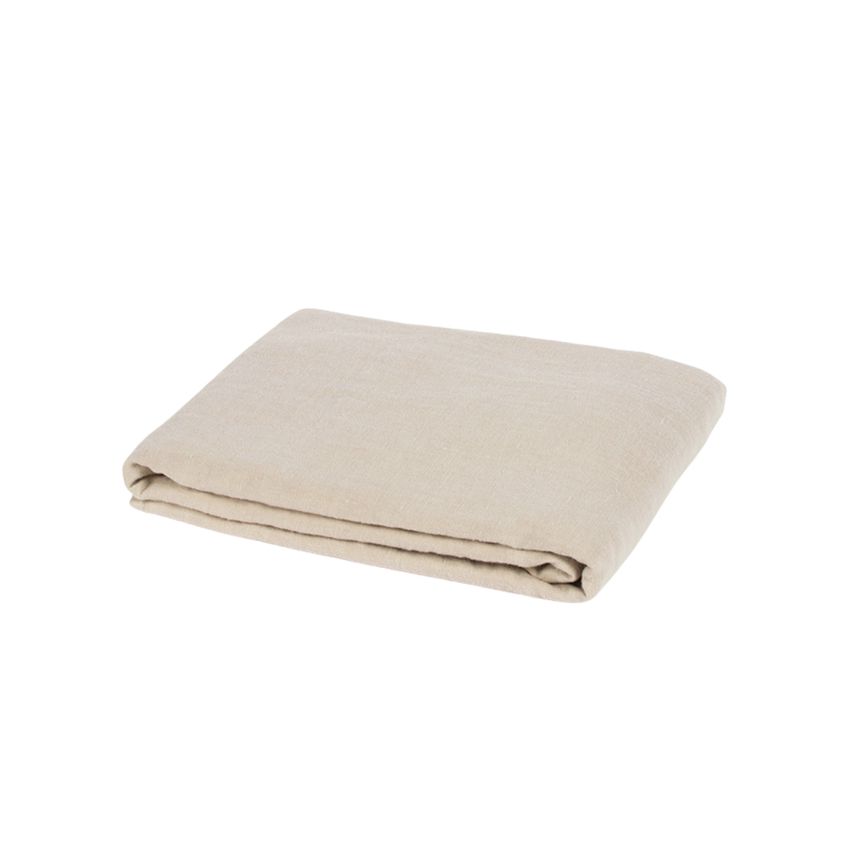 Light beige colour washed linen bed sheet, two sizes
