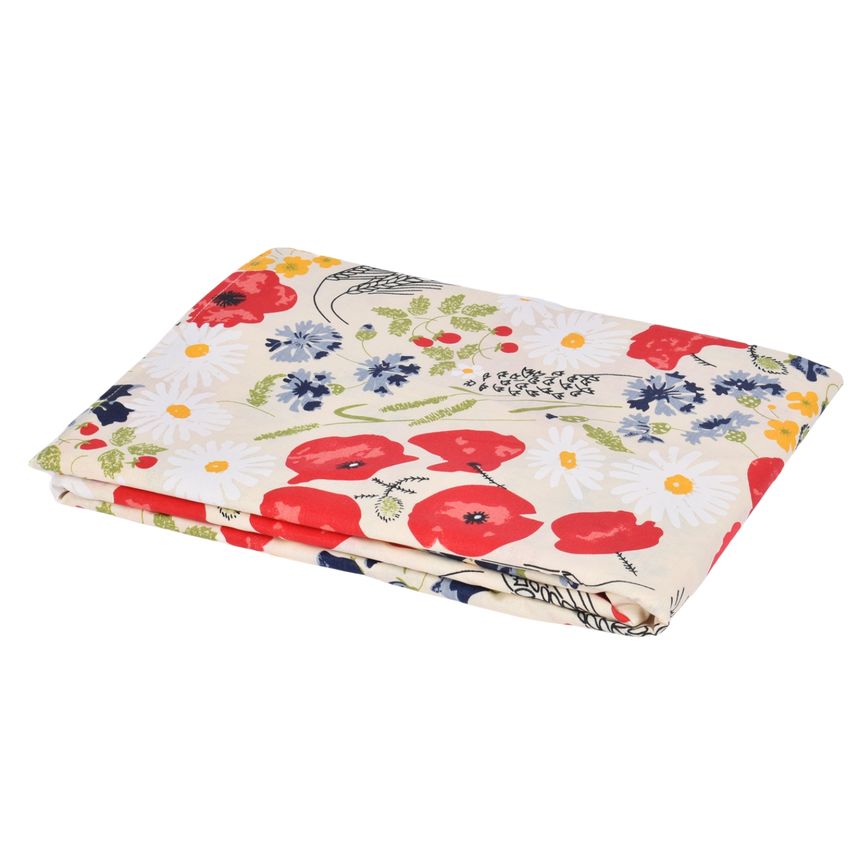 Water-pro white tablecloth Meadow flowers, 145X200 cm