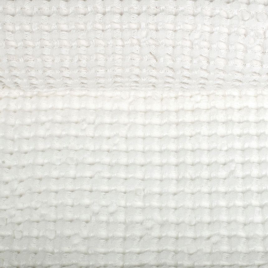 Washed waffle weave fabric in milk white, 350 g/m² (Bale)