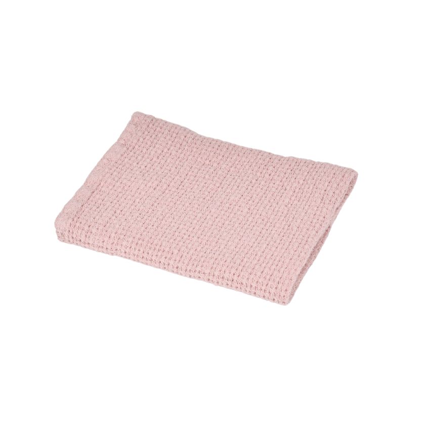 Waflle weave bath towel Dubysa in pink color, 35x40 cm