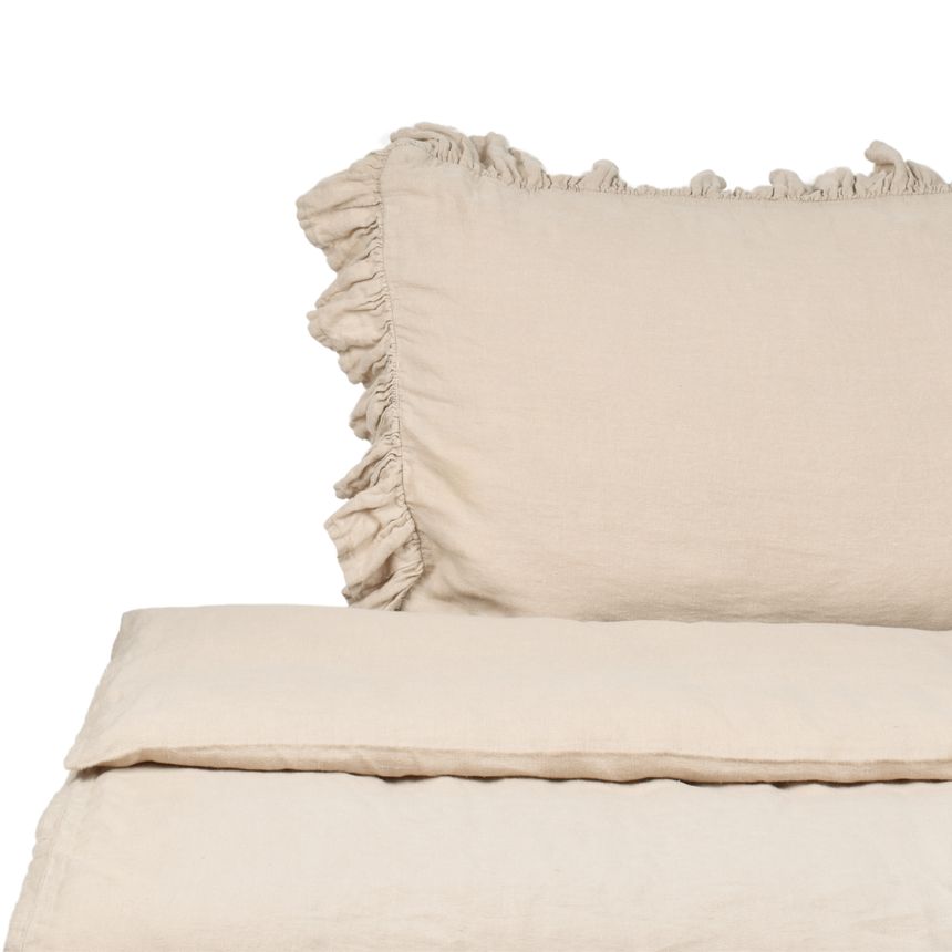 Beige colour washed linen bed set DREAM CATCHER, two sizes