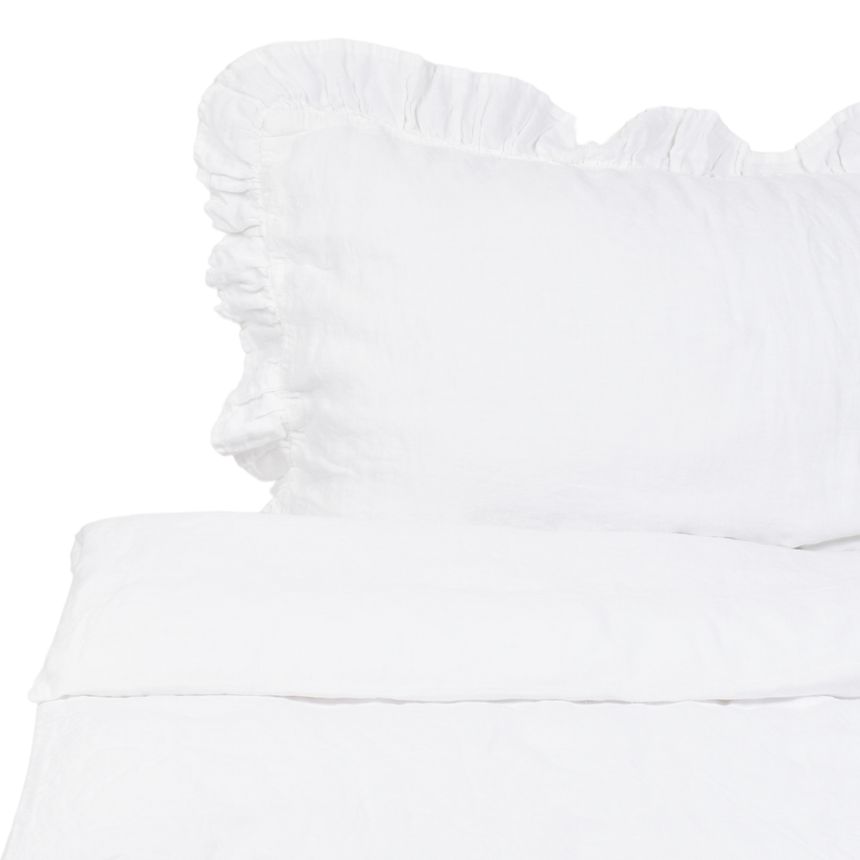 White colour washed linen bed set DREAM CATCHER, two sizes